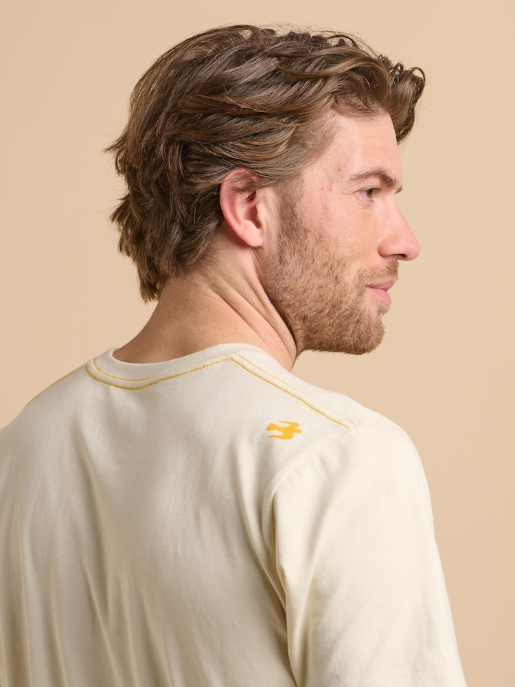 Brakeburn Natural Suede Seagul 100% Cotton T-Shirt - Image 4 of 6
