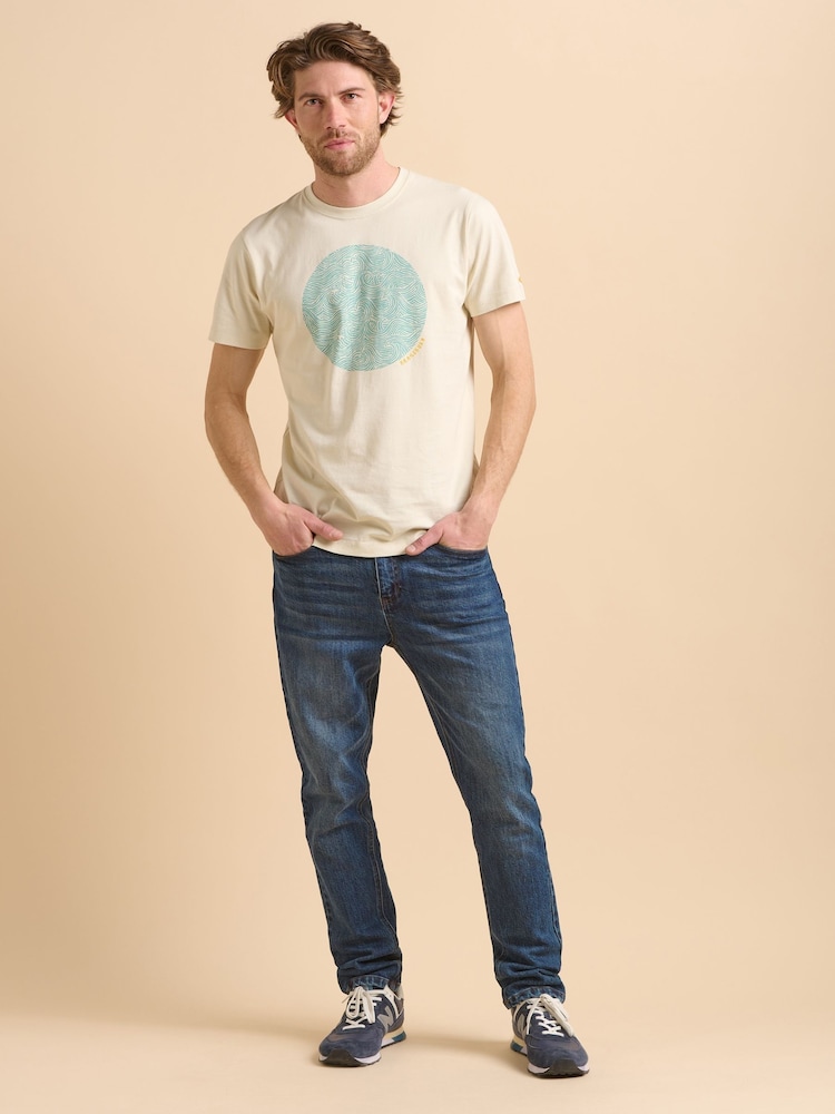 Brakeburn Natural Suede Seagul 100% Cotton T-Shirt - Image 5 of 6
