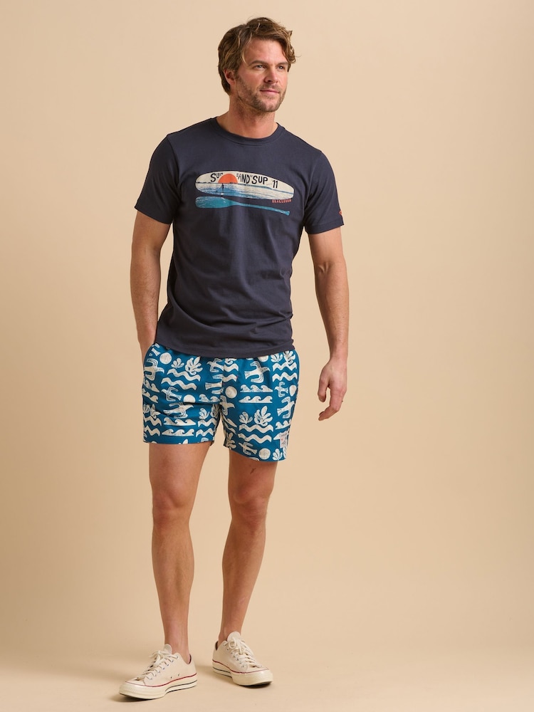 Brakeburn Navy Blue Painted Peleton T-Shirt - Image 5 of 5