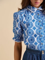 Brakeburn Blue Marine 100% Cotton Blouse - Image 6 of 6