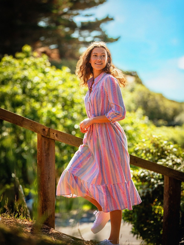 Brakeburn Red 100% Cotton Pier Midi Dress - Image 1 of 6