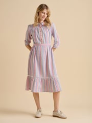 Brakeburn Red 100% Cotton Pier Midi Dress - Image 2 of 6