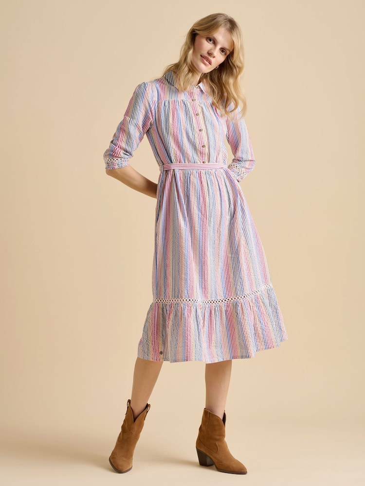 Brakeburn Red 100% Cotton Pier Midi Dress - Image 4 of 6