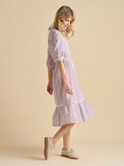 Brakeburn Red 100% Cotton Pier Midi Dress - Image 6 of 6