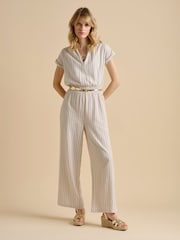 Brakeburn Cream Wide Leg Stripe Jumpsuit - Image 1 of 5