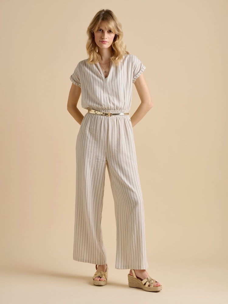 Brakeburn Cream Wide Leg Stripe Jumpsuit - Image 1 of 5