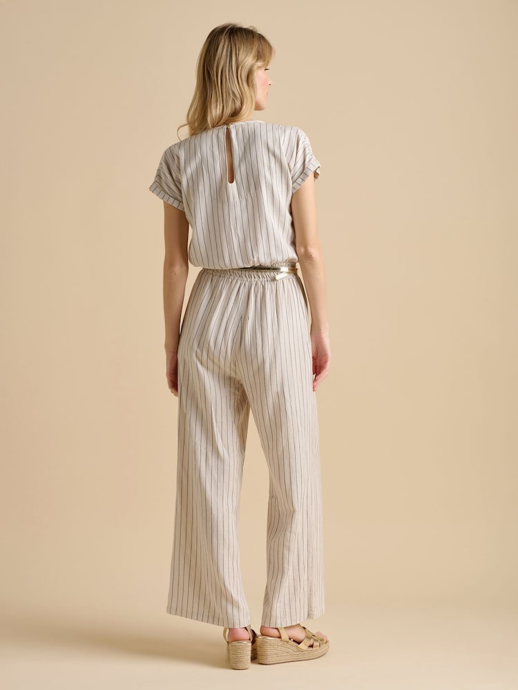 Brakeburn Cream Wide Leg Stripe Jumpsuit - Image 2 of 5