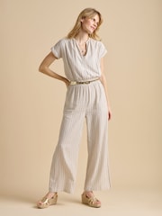 Brakeburn Cream Wide Leg Stripe Jumpsuit - Image 4 of 5