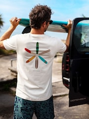 Brakeburn Natural 100% Cotton Retro Boards T-Shirt - Image 2 of 6