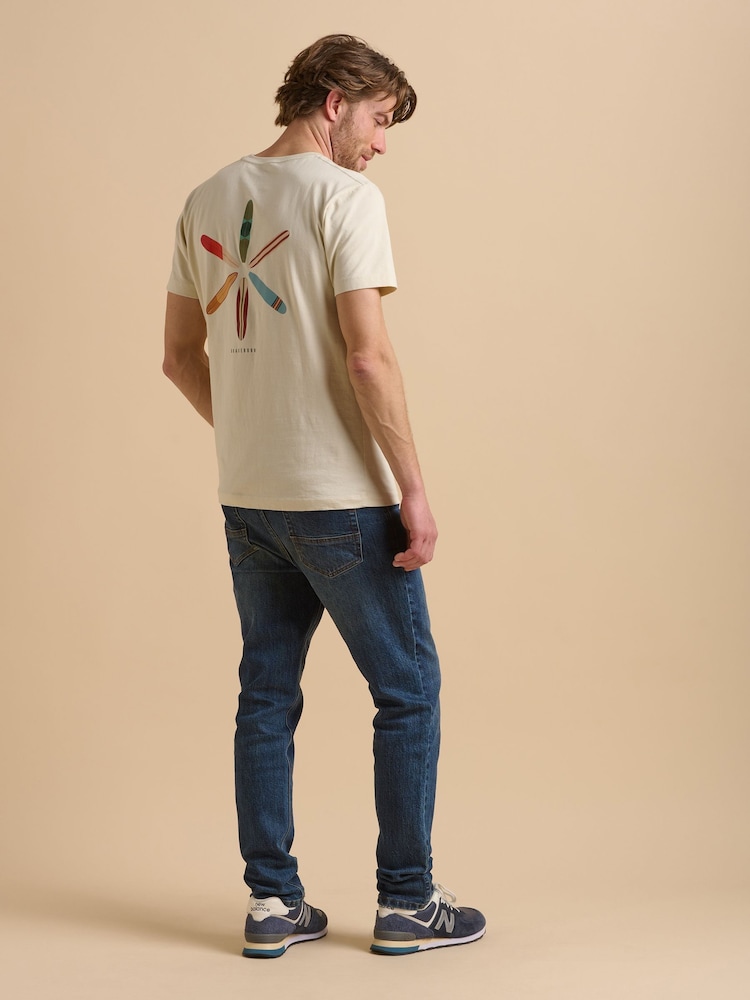 Brakeburn Natural 100% Cotton Retro Boards T-Shirt - Image 6 of 6