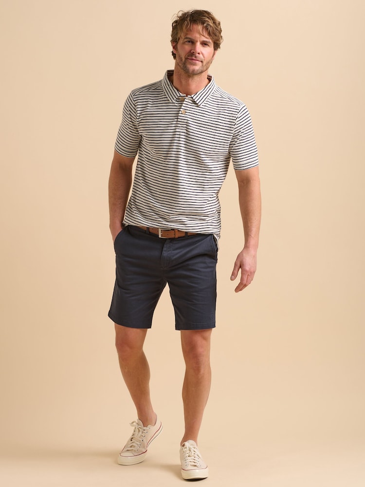 Brakeburn Blue Chrome Maritime Stripe Polo Shirt - Image 1 of 5