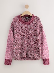 Pink Multi Twist Knitted Jumper With Wool - Image 1 of 3