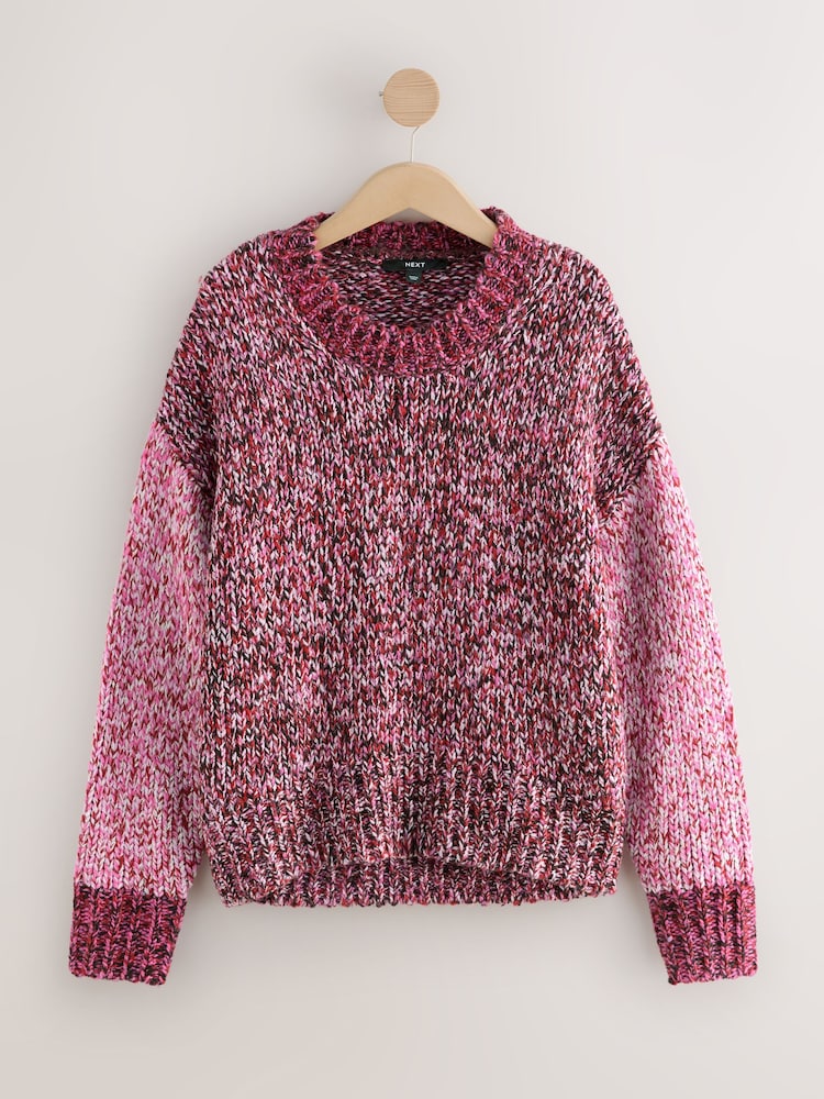 Pink Multi Twist Knitted Jumper With Wool - Image 1 of 3