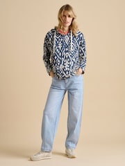 Brakeburn Blue 100% Cotton Ikat Beach Hoodie - Image 1 of 4