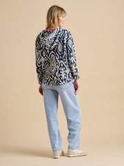 Brakeburn Blue 100% Cotton Ikat Beach Hoodie - Image 2 of 4
