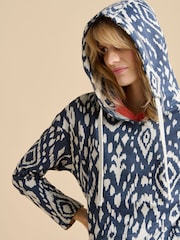 Brakeburn Blue 100% Cotton Ikat Beach Hoodie - Image 3 of 4