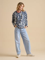 Brakeburn Blue 100% Cotton Ikat Beach Hoodie - Image 4 of 4