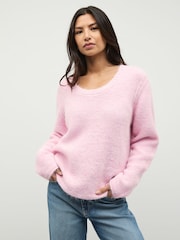 Blush Pink Scoop Neck Jumper With Wool - Image 1 of 8
