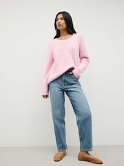 Blush Pink Scoop Neck Jumper With Wool - Image 4 of 8