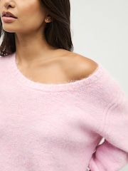 Blush Pink Scoop Neck Jumper With Wool - Image 5 of 8
