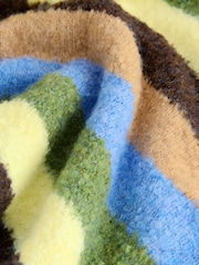 Chocolate Brown/Blue Multi Stripe Boucle Crew Neck Jumper With Wool - Image 9 of 9