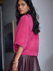 Bright Pink Half Sleeve Tinsel T-Shirt - Image 3 of 7