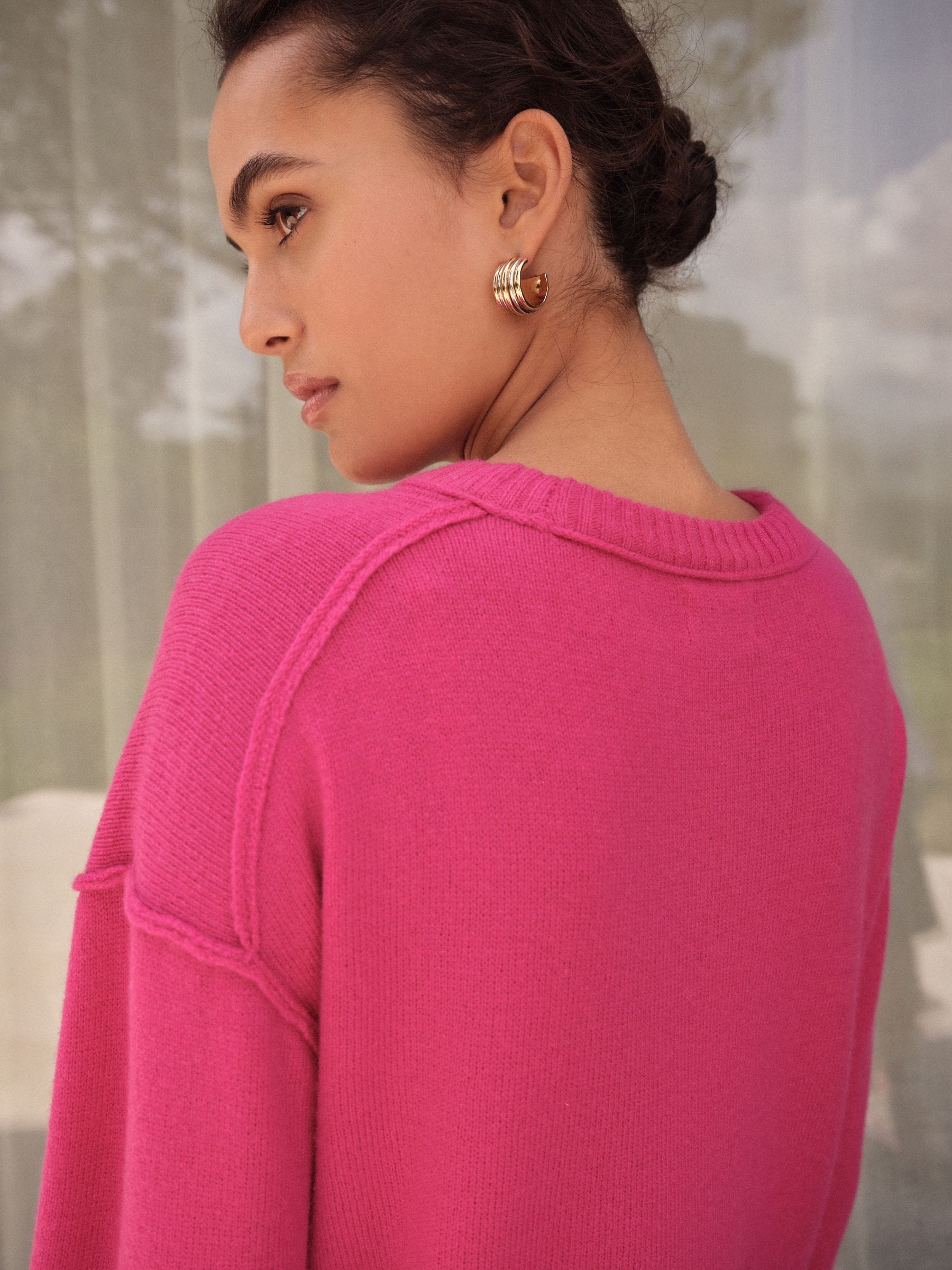 Buy Bright Pink N. Premium 100% Lambswool Crew Neck Jumper from