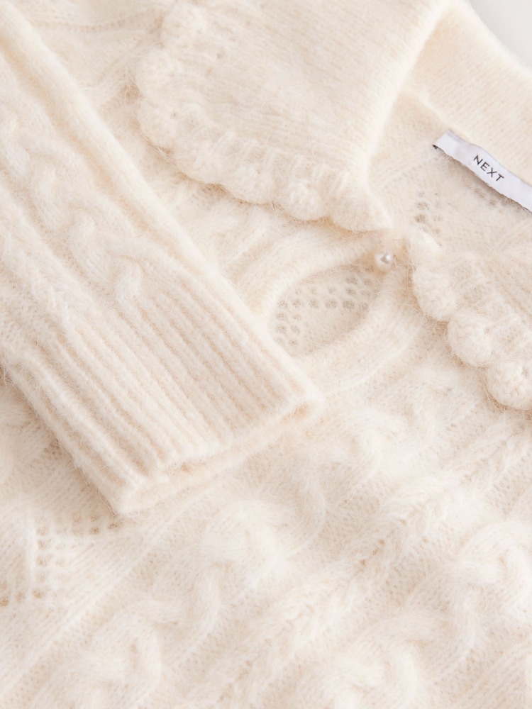 Ecru - Cable Knit Collar Jumper With Wool - Imagem 3 de 3