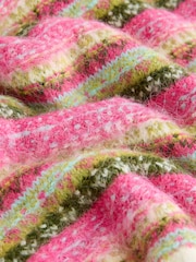 Pink Multi Stripe Ribbed Crew Neck Knitted T-Shirt With Alpaca Wool - Image 2 of 3