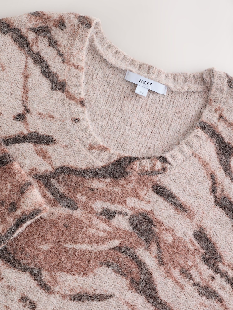 Brown Zebra Scoop Neck Jumper With Wool - Image 2 of 3 Brown Zebra Scoop Neck Jumper With Wool - Image 2 of 3