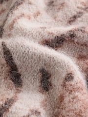 Brown Zebra Scoop Neck Jumper With Wool - Image 3 of 3