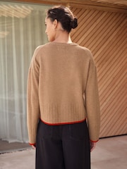 Camel Brown Dog Graphic 100% Lambswool N.Premium Crew Neck Jumper - Image 3 of 5