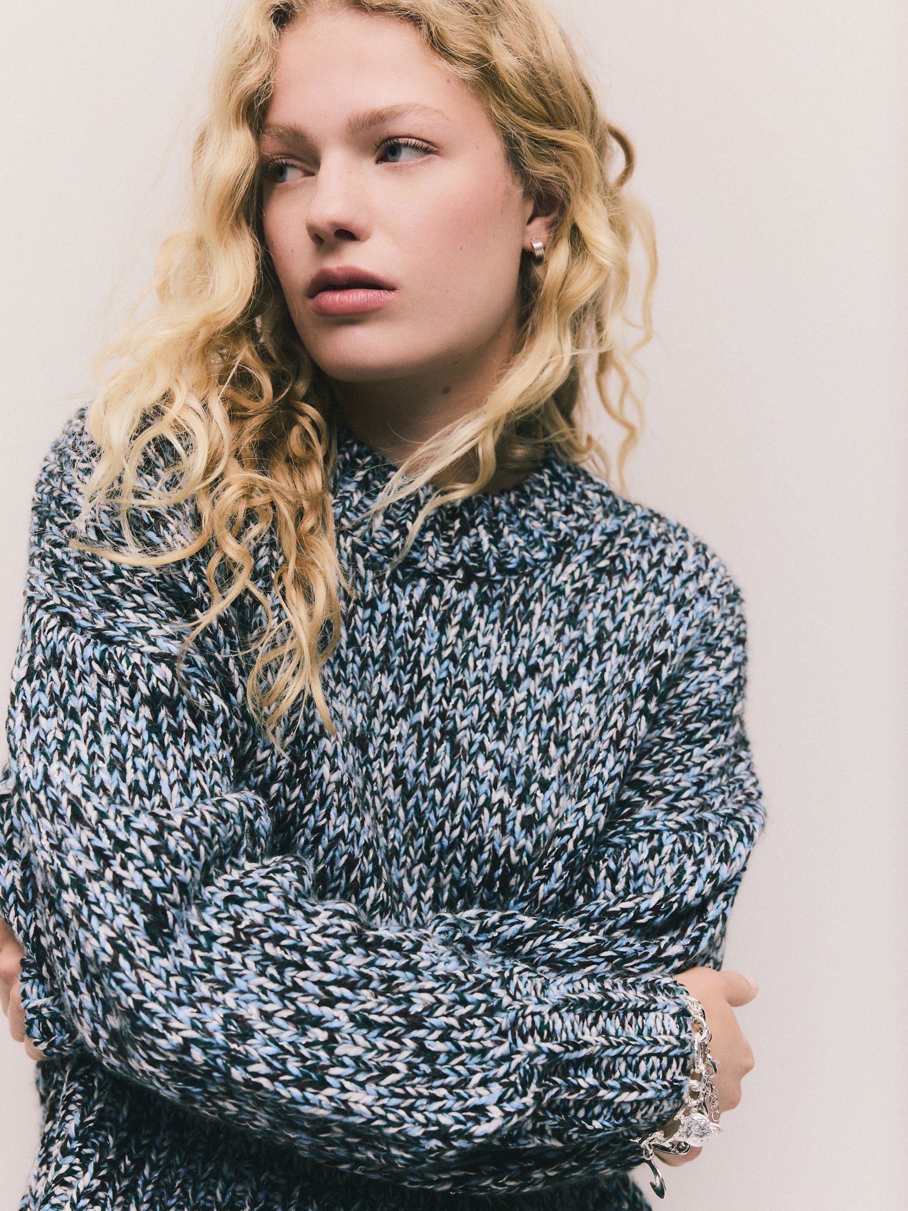 Buy Blue Multi Twist Knitted Jumper With Wool from Next Serbia