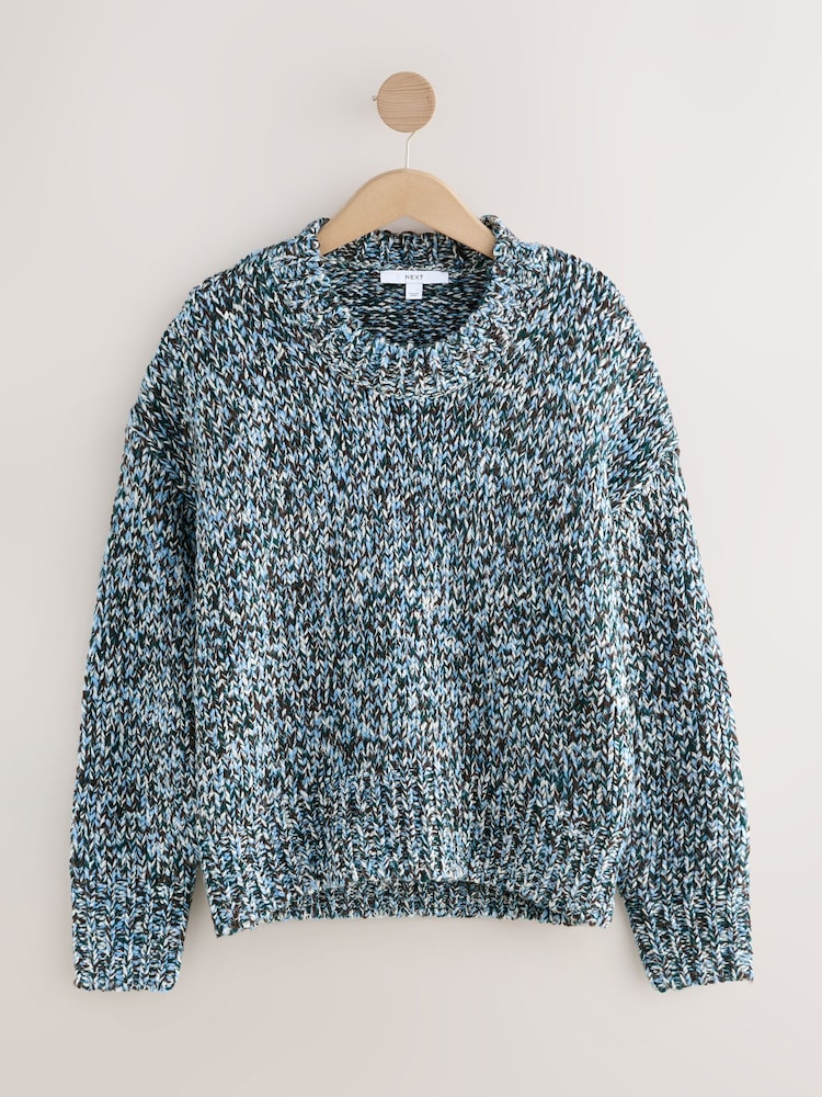 Blue Multi Twist Knitted Jumper With Wool - Image 1 of 3