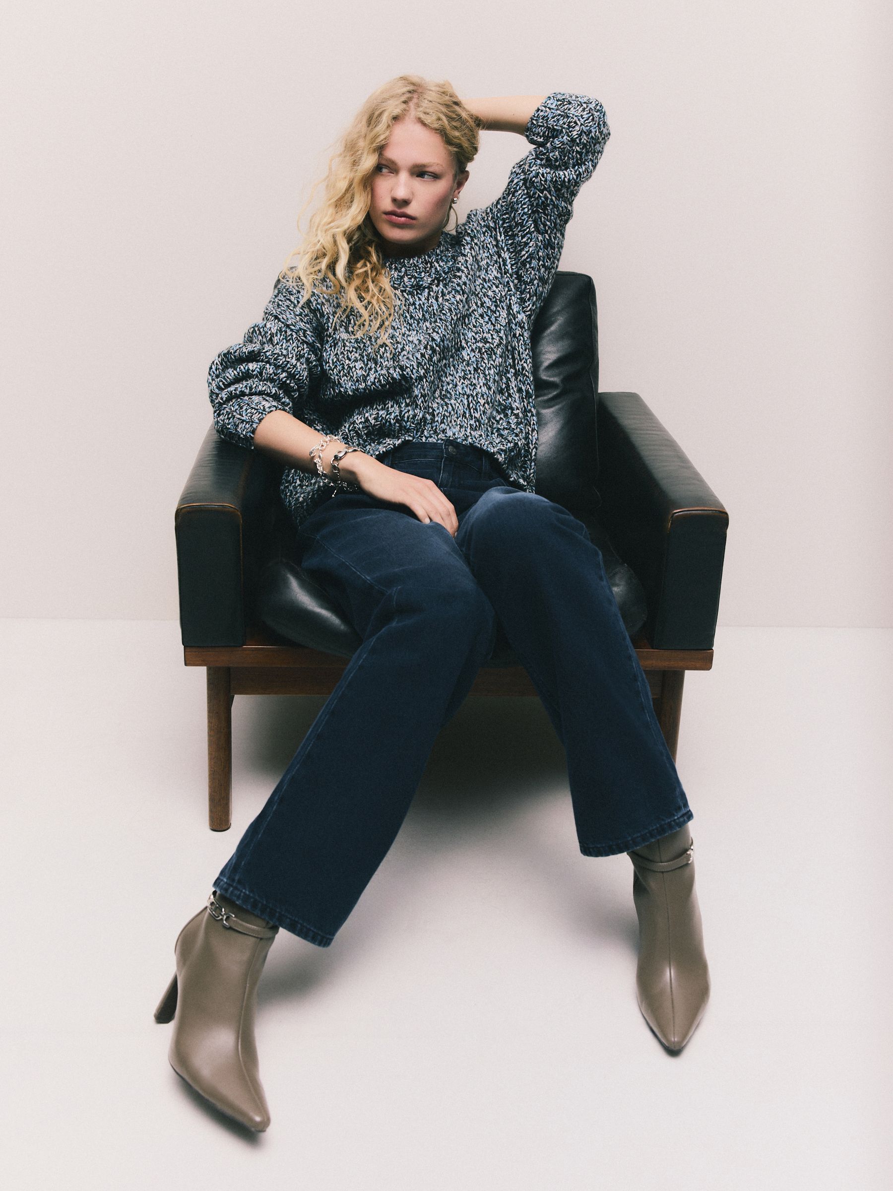 Buy Blue Multi Twist Knitted Jumper With Wool from Next Romania