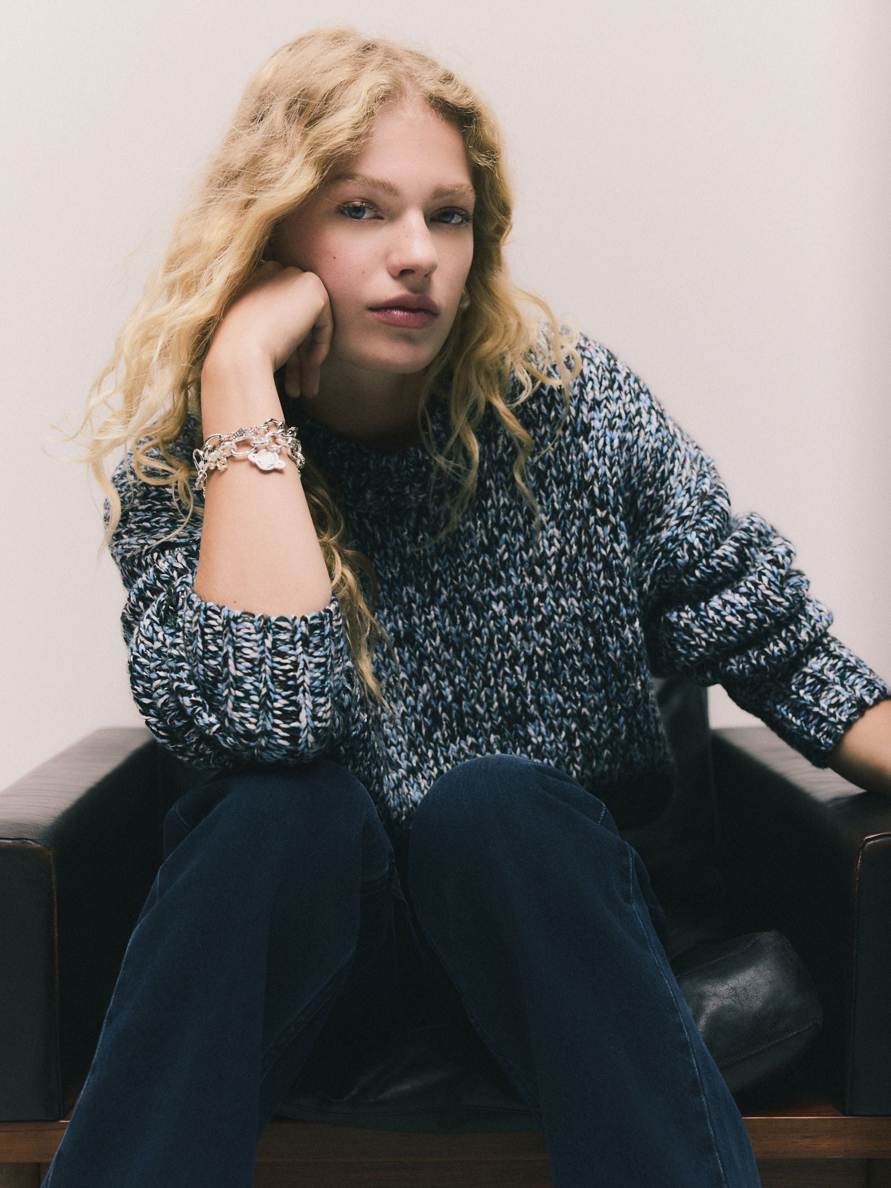 Buy Blue Multi Twist Knitted Jumper With Wool from Next Romania