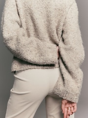 Ecru Neppy Boucle Crew Neck Jumper With Wool - Image 3 of 8