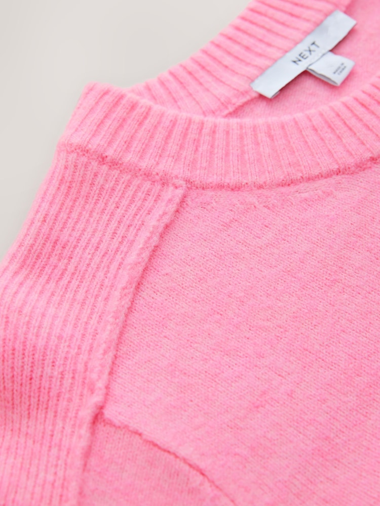 Pink Pattern Crew Neck Knitted Jumper with Wool - Image 3 of 3 Pink Pattern Crew Neck Knitted Jumper with Wool - Image 3 of 3
