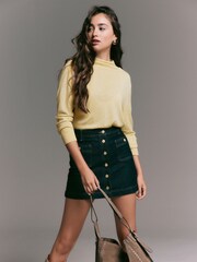 Amarelo - Drape Cowl Neck Knitted Top - Imagem 2 de 7