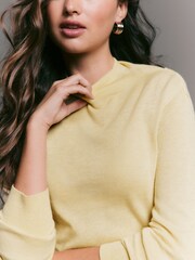Amarelo - Drape Cowl Neck Knitted Top - Imagem 4 de 7