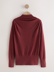 Vermelho Borgonha - Drape Cowl Neck Knitted Top - Imagem 1 de 3