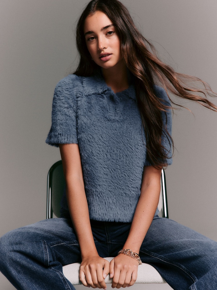 Navy Blue Bear Short Sleeve Polo Jumper - Image 1 of 8