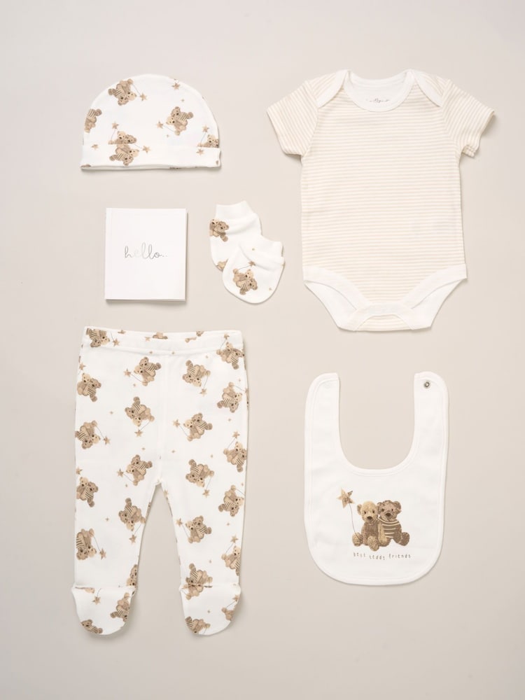 Rock-A-Bye Baby Boutique 100% Cotton Printed Bodysuit Brown Gift Set 6 Piece - Image 1 of 6