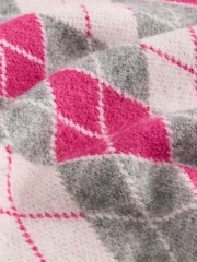 Grey/Bright Pink Argyle Pattern Crew Neck Knitted Sleeveless Tank - Image 2 of 3
