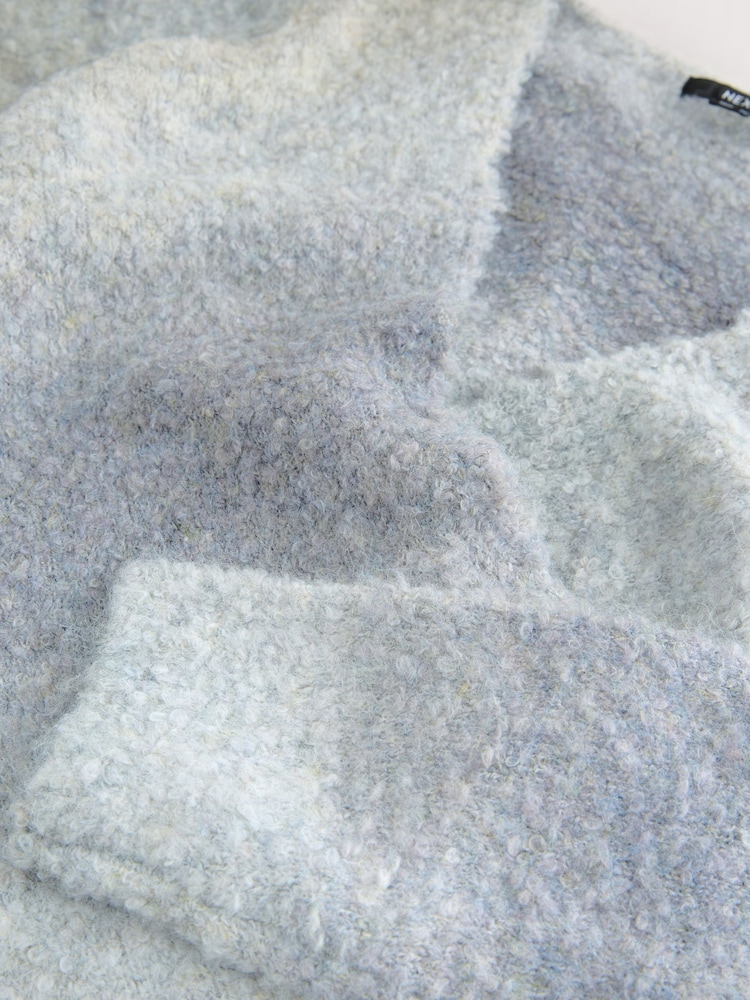 Grey/Blue Ombre Boucle Wrap Jumper With Wool - Image 2 of 4