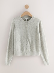 Grey Neppy 100% Cashmere Long Sleeve Cardigan - Image 1 of 4