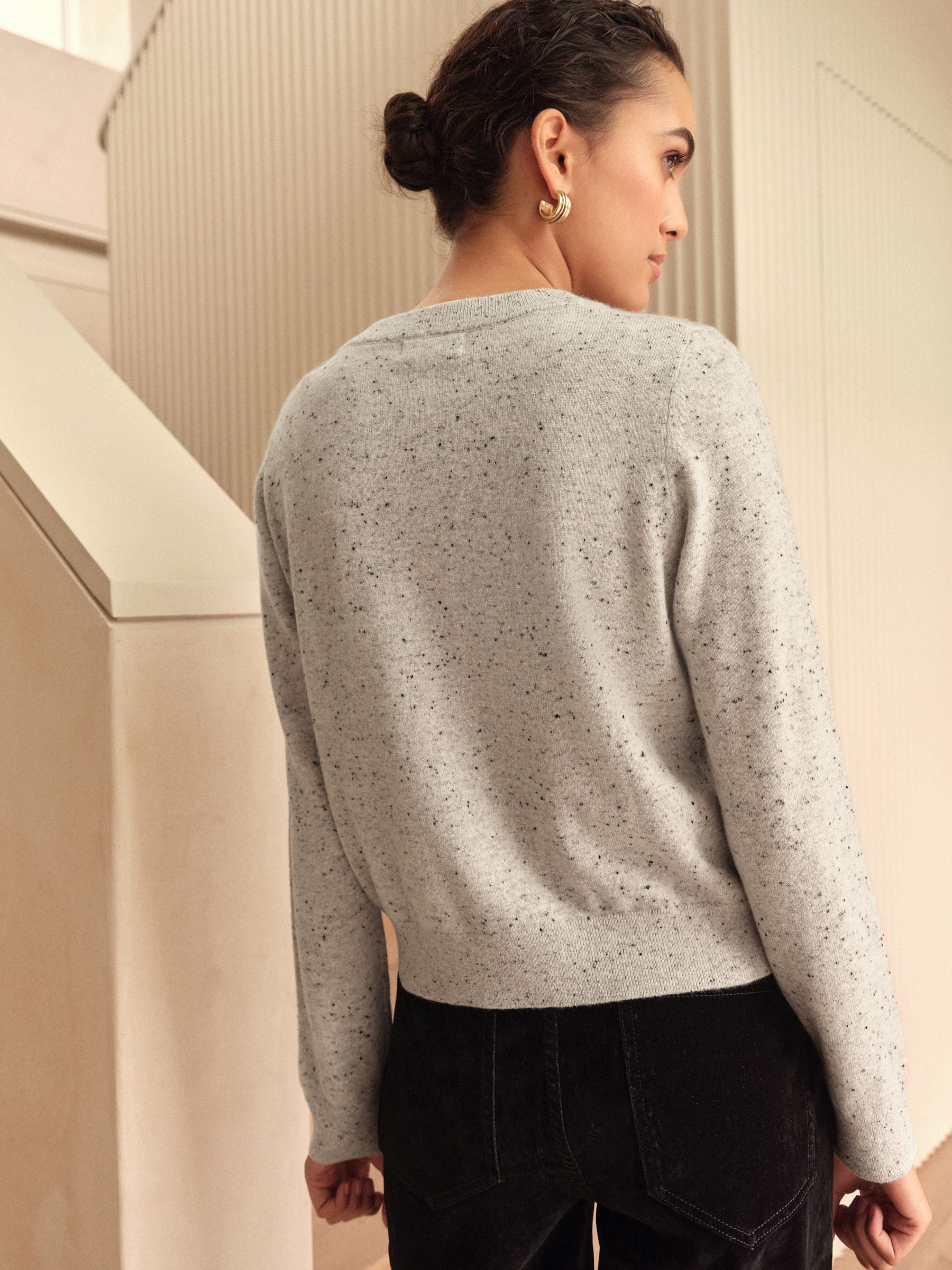 Buy Grey Neppy N. Premium 100% Cashmere Long Sleeve Cardigan from