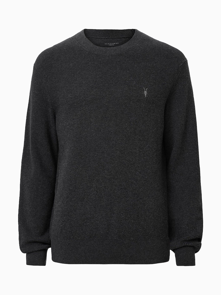 Preto - AllSaints Aspen Grey Waffle Texture Crew Neck Jumper - Imagem 9 de 9