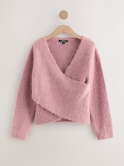 Blush Pink Boucle Wrap Jumper With Wool - Image 1 of 4