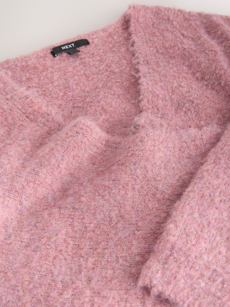 Blush Pink Boucle Wrap Jumper With Wool - Image 4 of 4